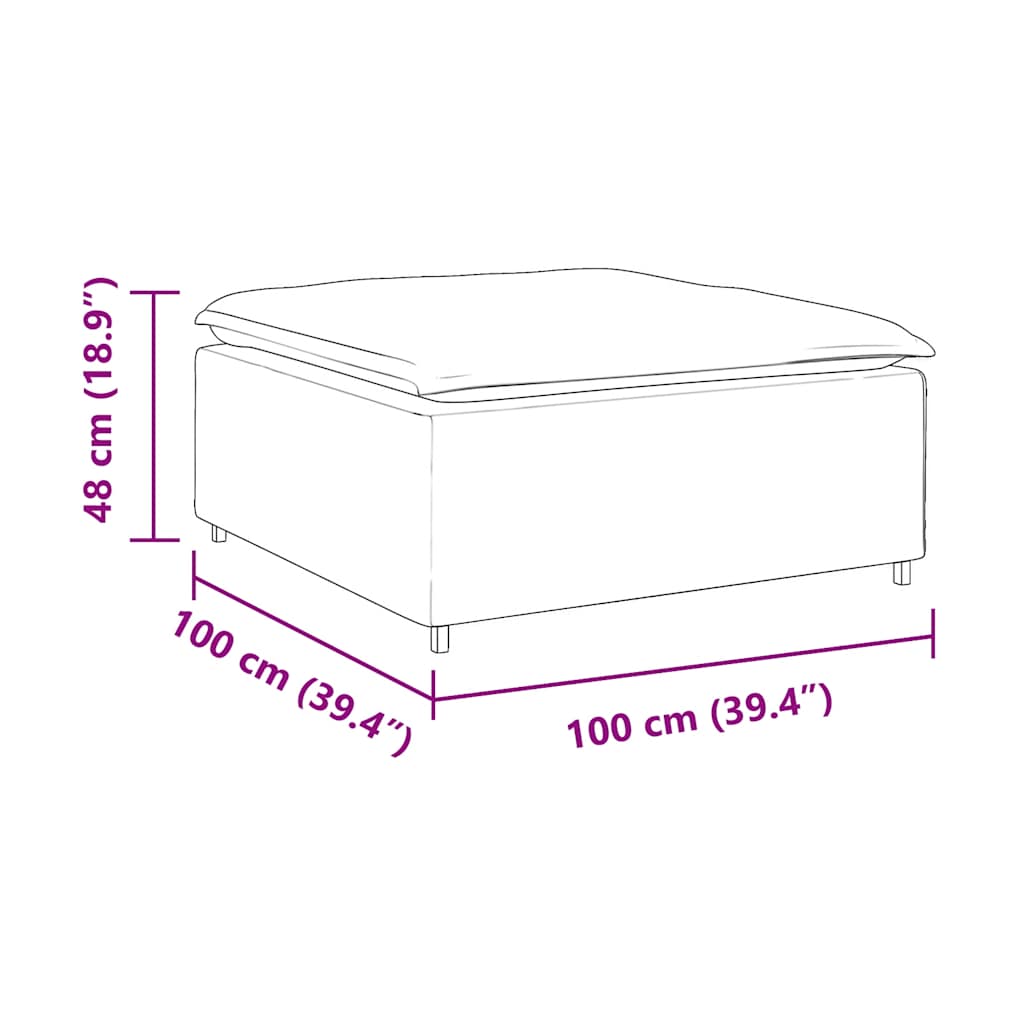Módulo de pufe para sofá modular cinzento-escuro 100x100x48 cm