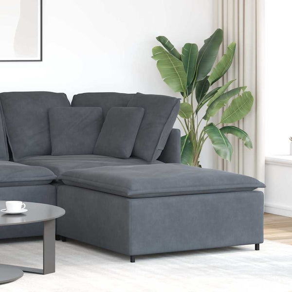 Módulo de pufe para sofá modular cinzento-escuro 100x100x48 cm