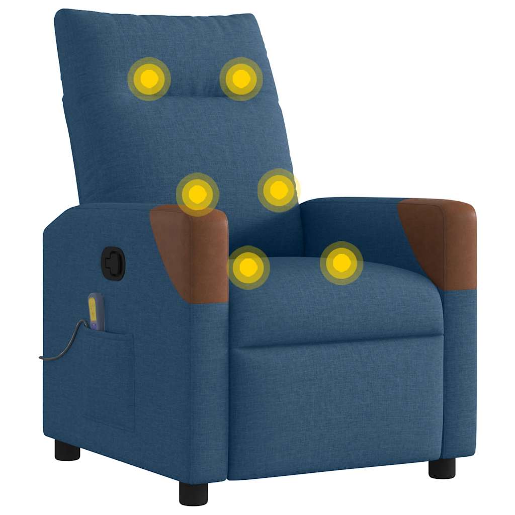 Poltrona reclinável de massagens tecido azul