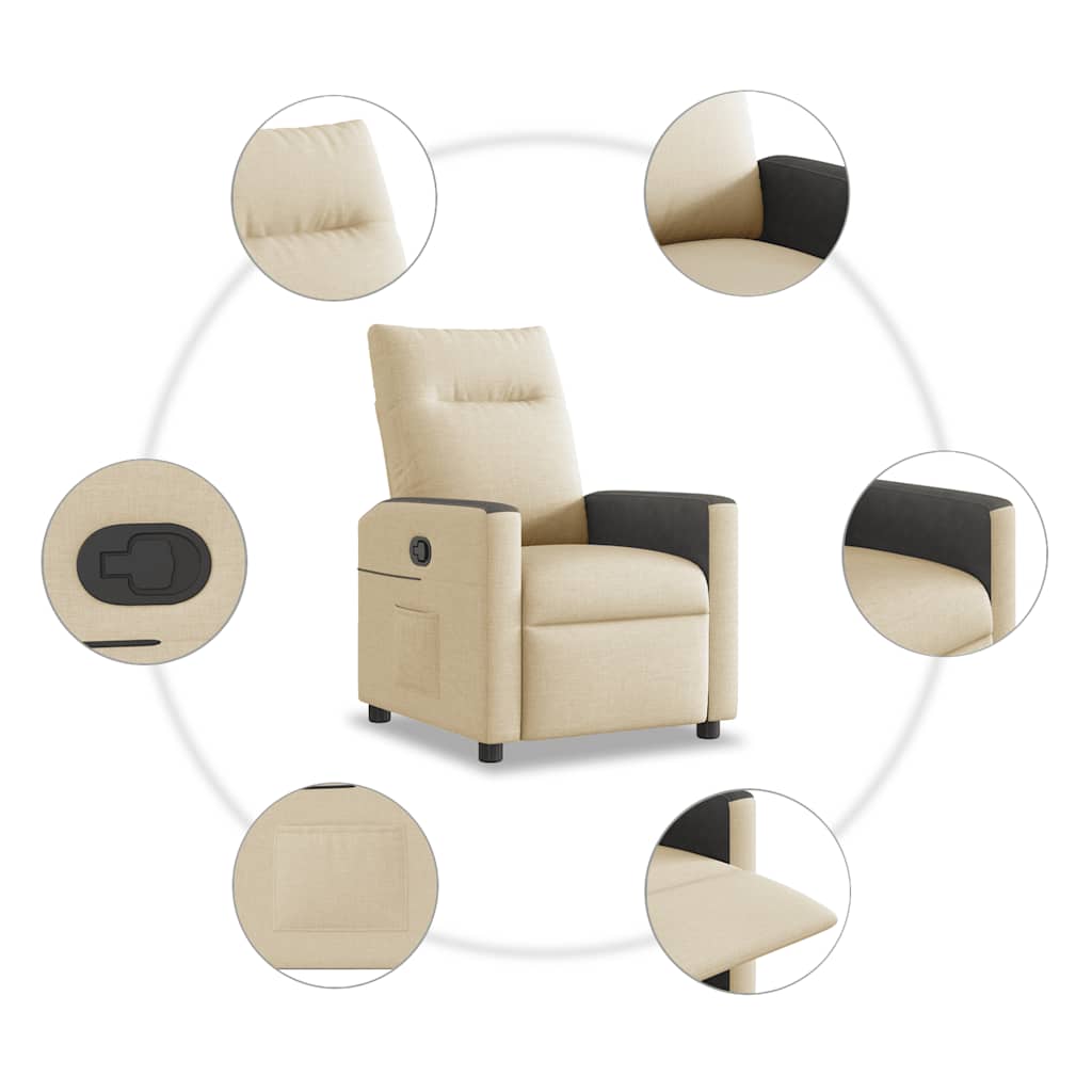 Poltrona reclinável tecido cor creme