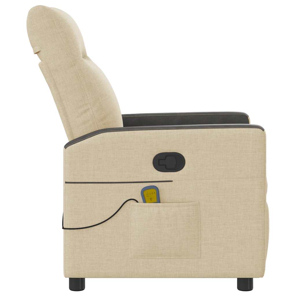 Poltrona de massagens reclinável tecido cor creme