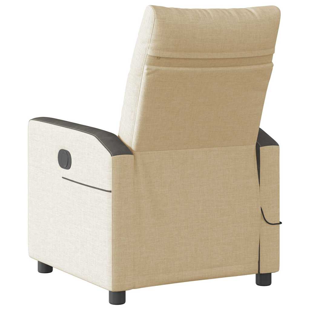 Poltrona de massagens reclinável tecido cor creme