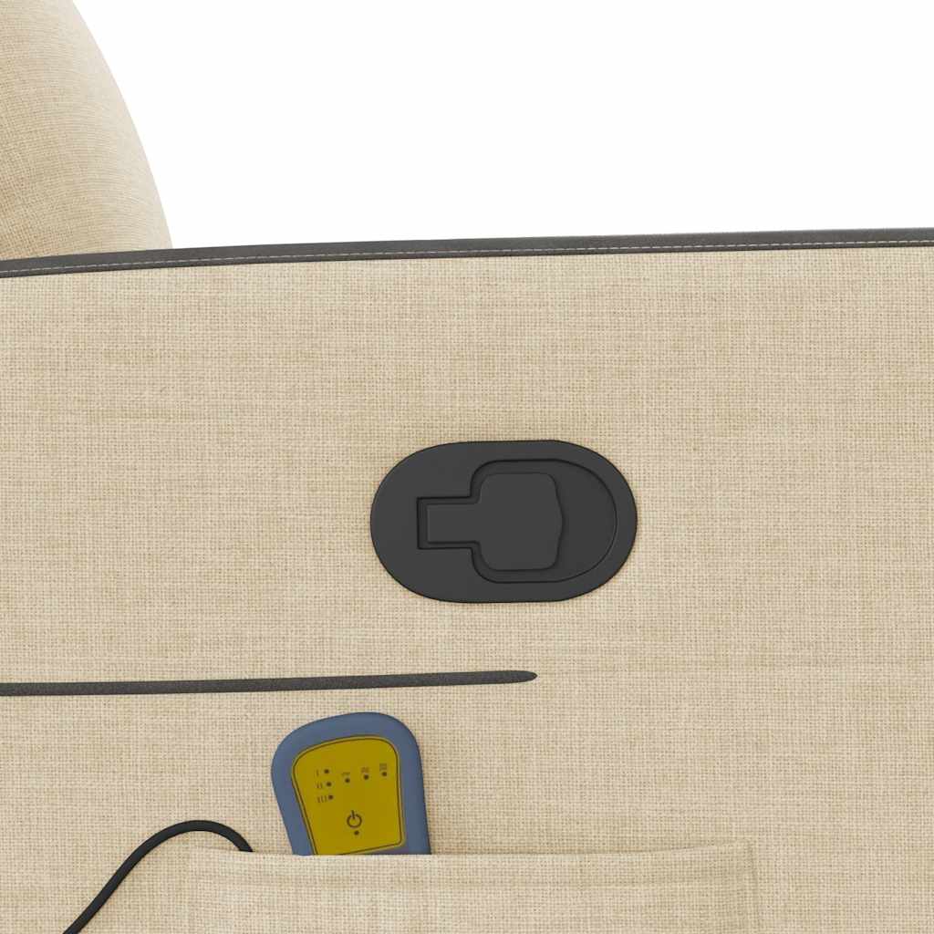 Poltrona de massagens reclinável tecido cor creme