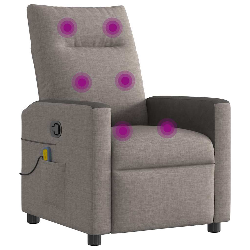 Poltrona de massagens reclinável tecido cinzento-acastanhado