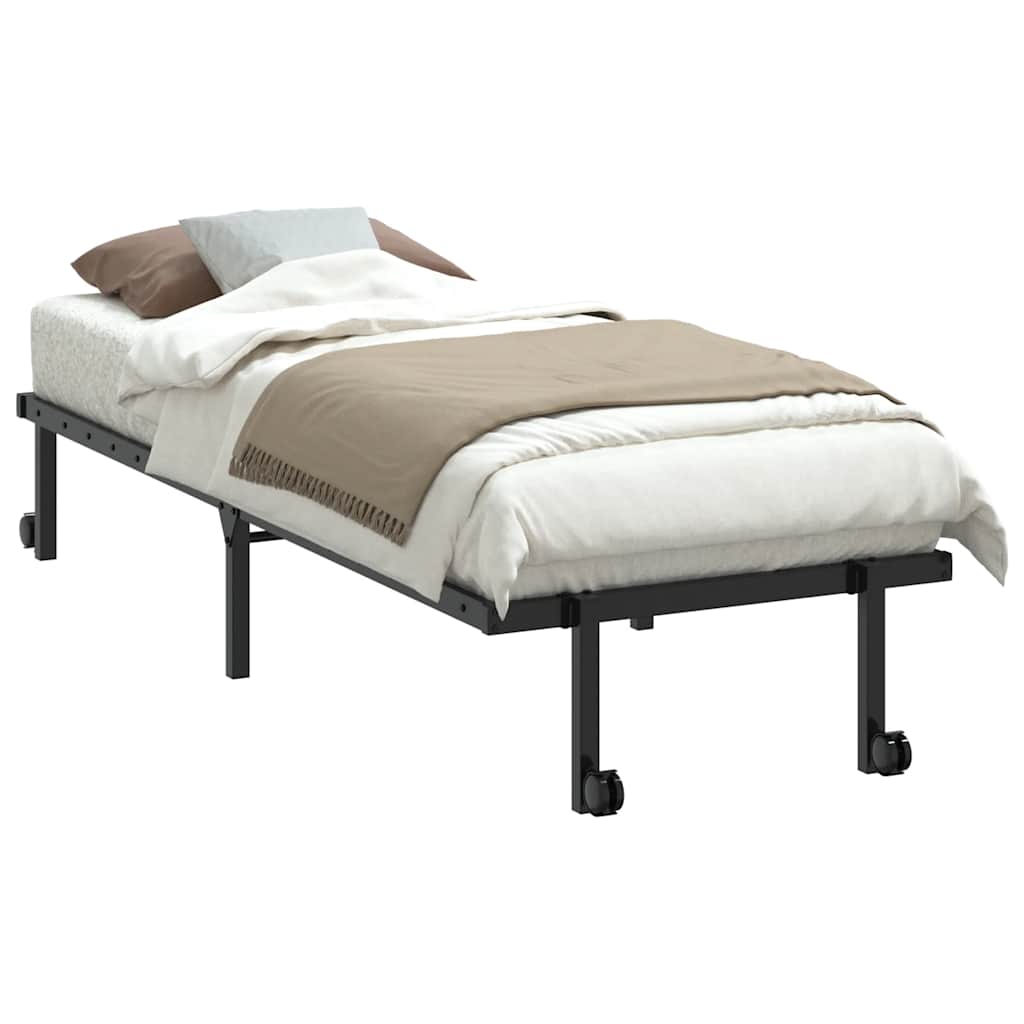 Estrutura de cama sem colchão Dobrável 75x190 cm aço preto