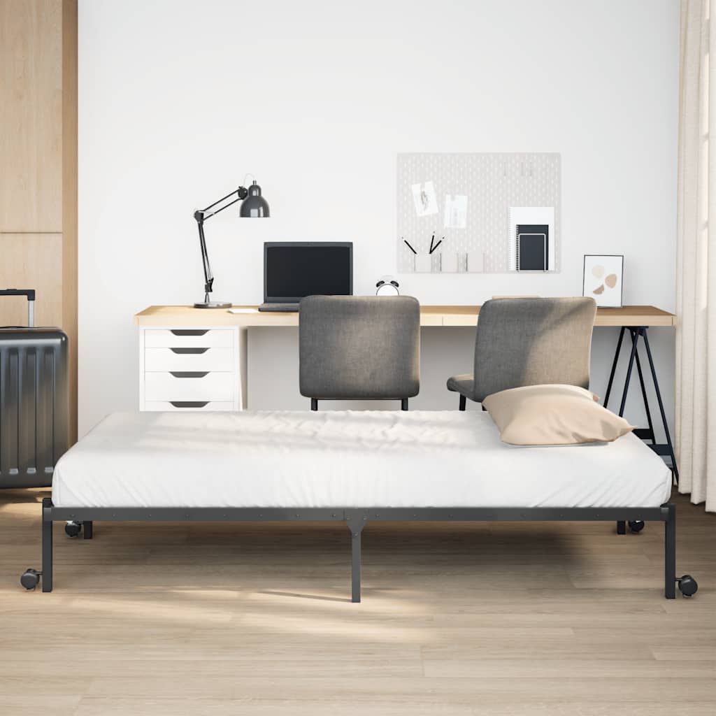 Estrutura de cama sem colchão Dobrável 75x190 cm aço preto