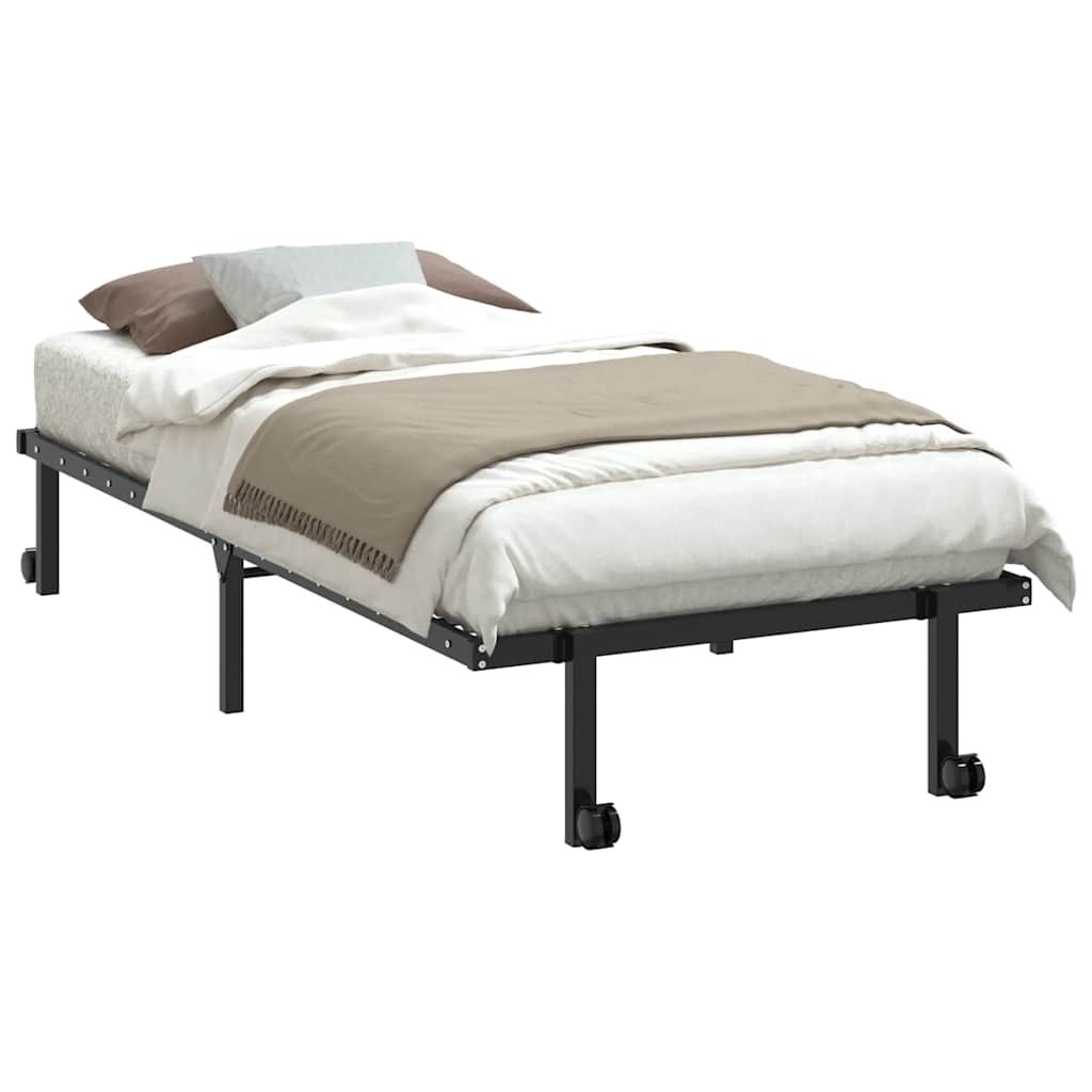 Estrutura de cama sem colchão Dobrável 90x190 cm aço preto