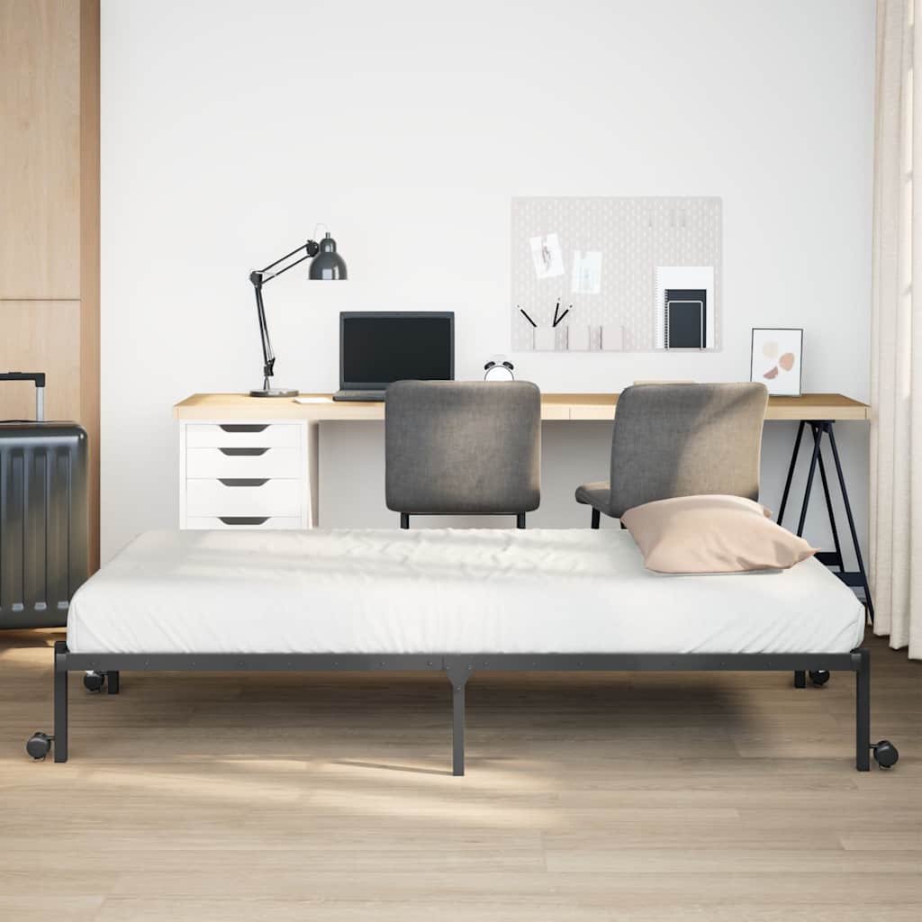Estrutura de cama sem colchão Dobrável 90x200 cm aço preto