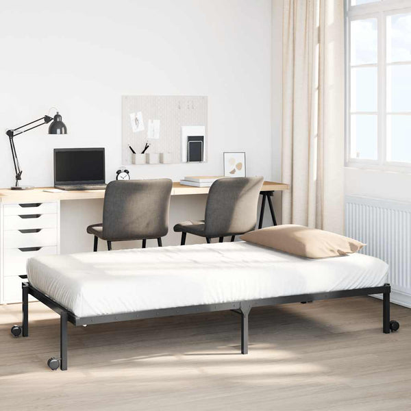 Estrutura de cama sem colchão Dobrável 90x200 cm aço preto