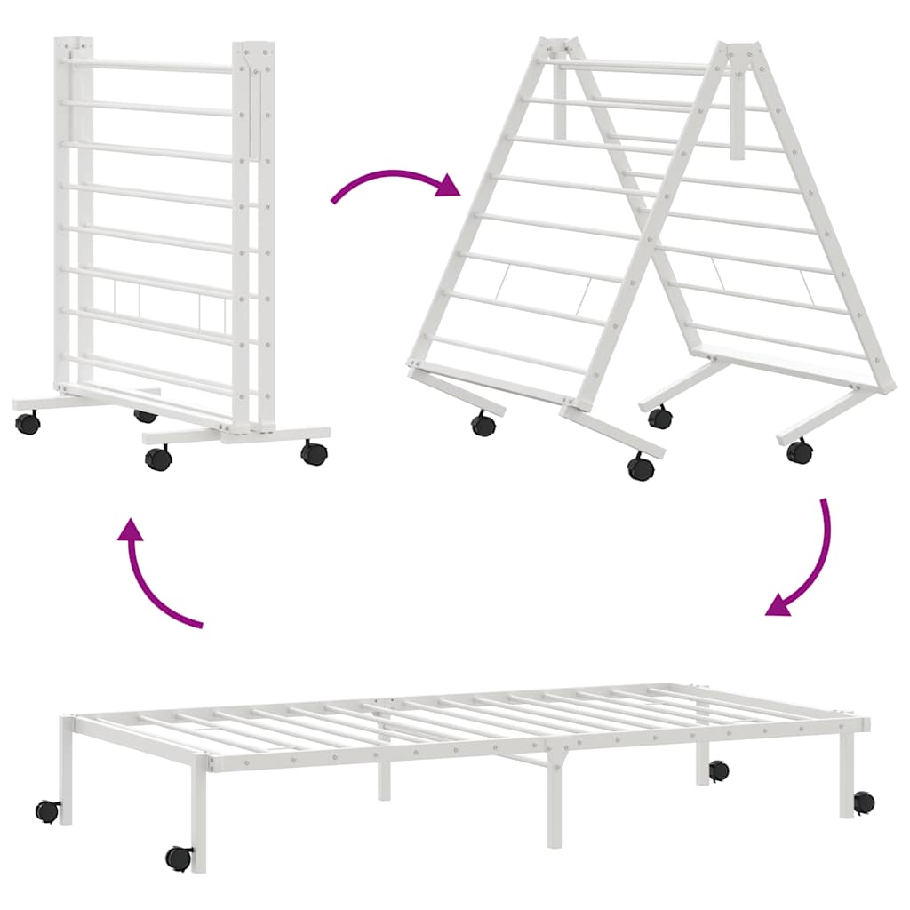Estrutura de cama sem colchão Dobrável 90x200 cm aço branco