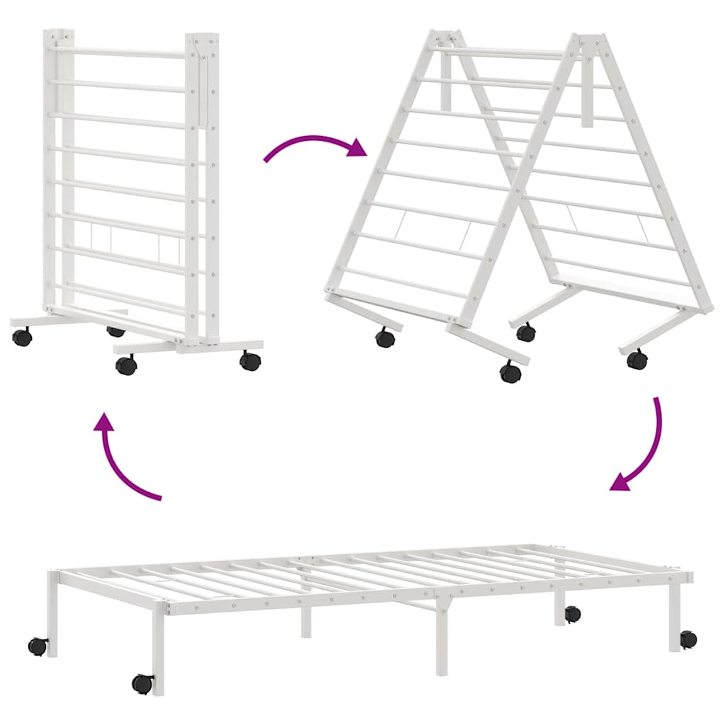 Estrutura de cama sem colchão Dobrável 100x200 cm aço branco