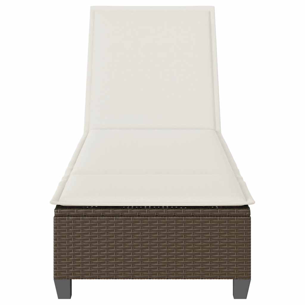 Espreguiçadeira com almofadões 55x200x25,5cm vime PE castanho