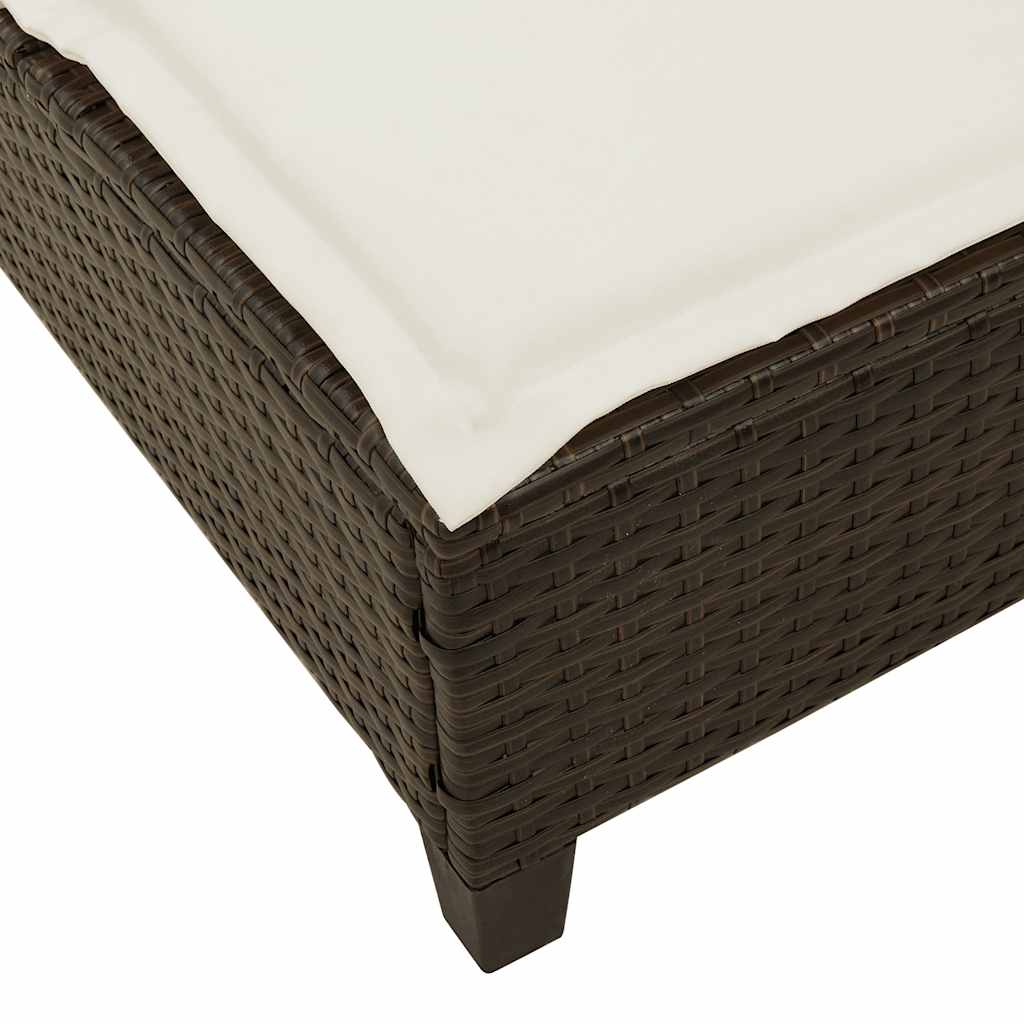 Espreguiçadeira com almofadões 55x200x25,5cm vime PE castanho