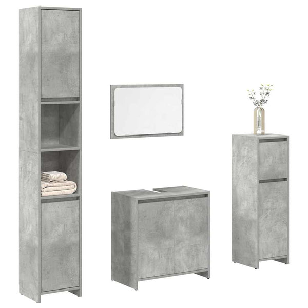 4 pcs conj. móveis casa banho derivados madeira cinza cimento
