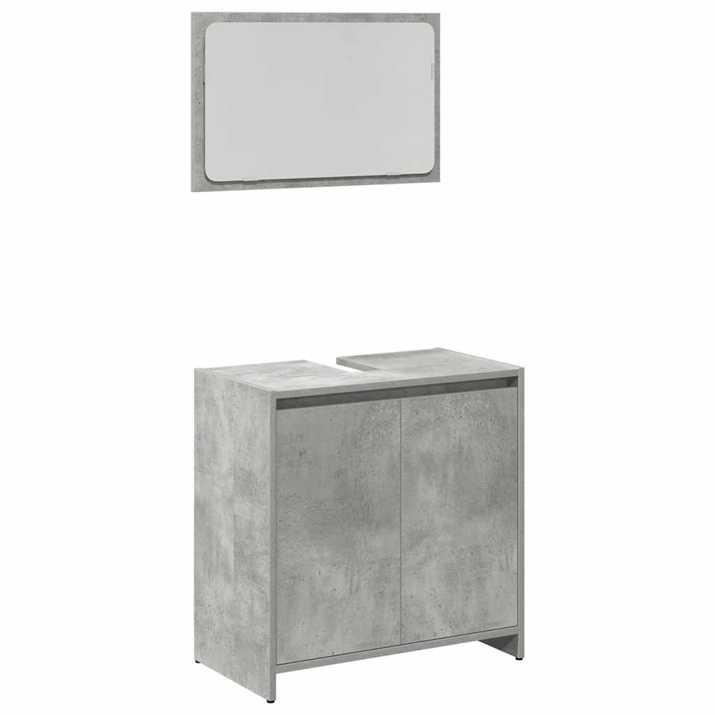 3 pcs conj. móveis casa banho derivados madeira cinza cimento