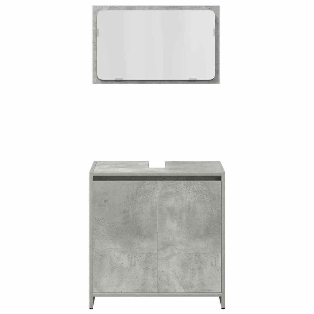 3 pcs conj. móveis casa banho derivados madeira cinza cimento