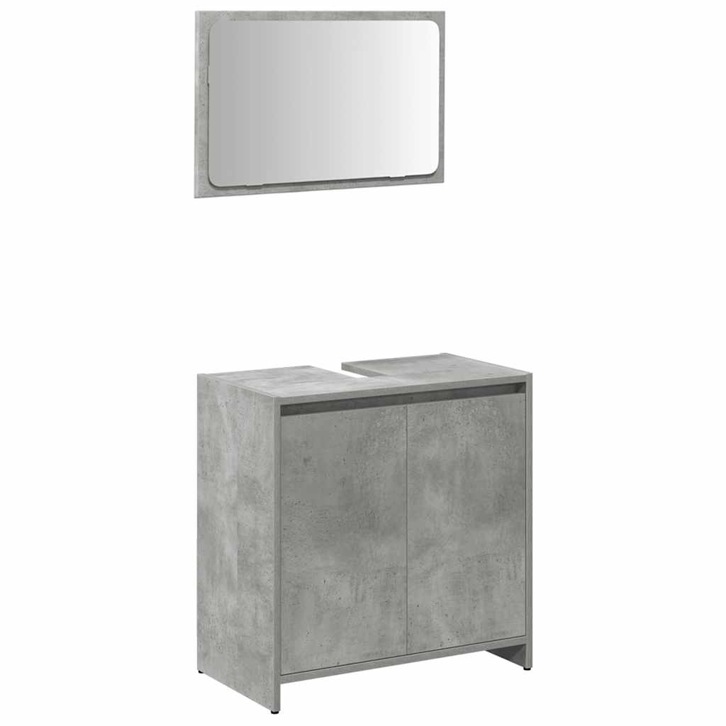 3 pcs conj. móveis casa banho derivados madeira cinza cimento