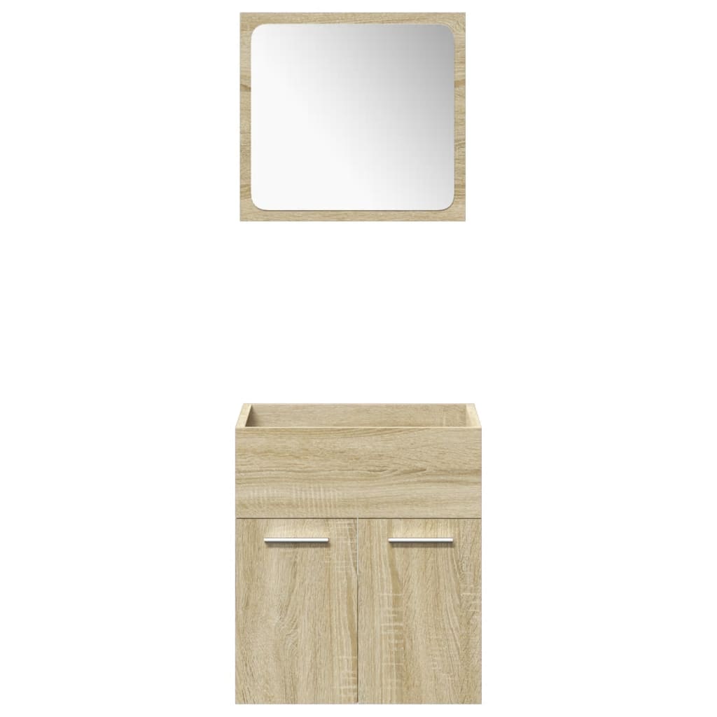 4 pcs conj. móveis casa banho derivados madeira carvalho sonoma