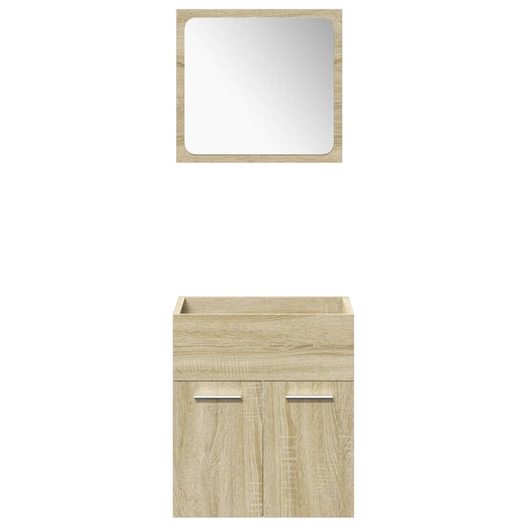 4 pcs conj. móveis casa banho derivados madeira carvalho sonoma