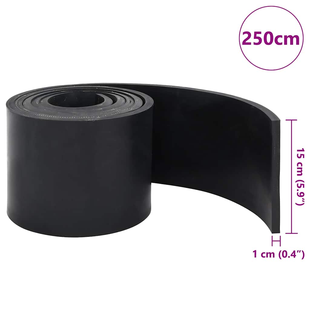 Borda de borracha para limpa-neves 250x15x1 cm preto