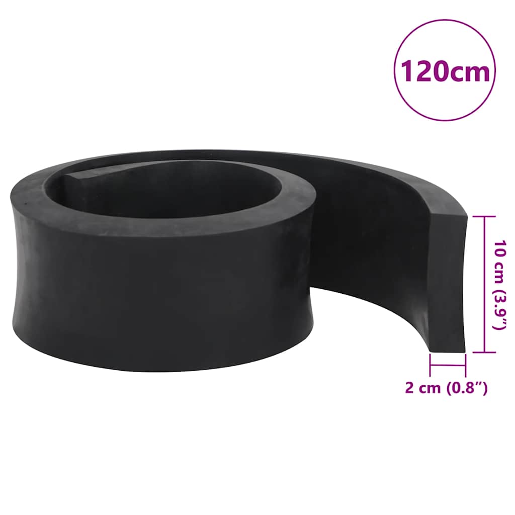 Borda de borracha para limpa-neves 120x10x2 cm preto