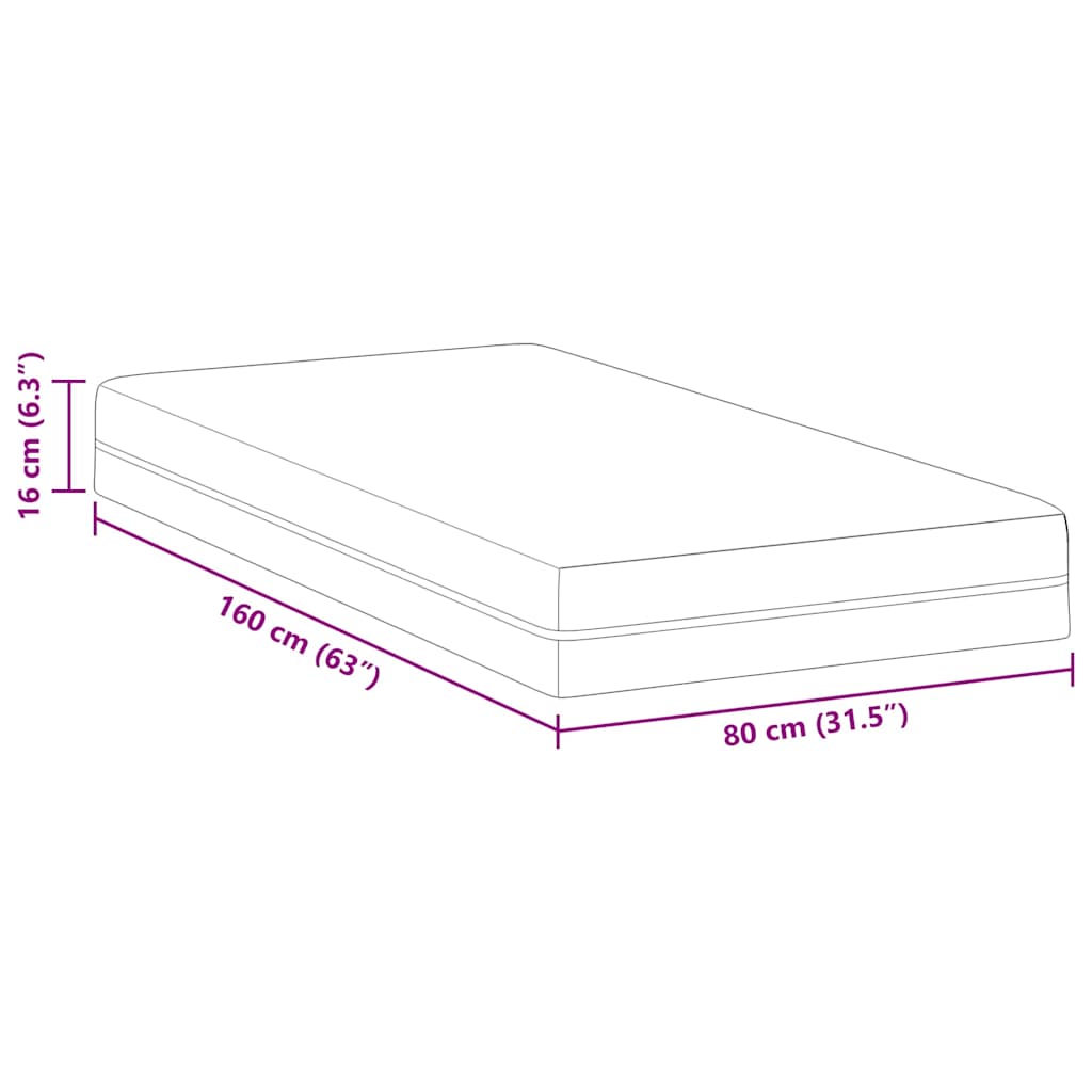 Colchão Branco, Cinza 80 x 160 cm Espuma