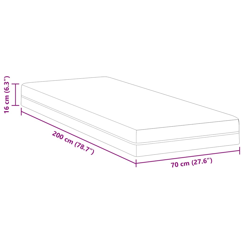 Colchão Branco, Cinza 70 x 200 cm Espuma