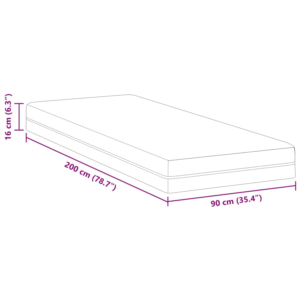 Colchão Branco, Cinza 90 x 200 cm Espuma