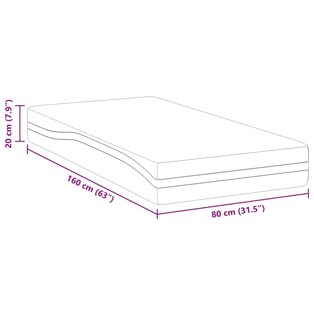 Colchão Branco, Cinza 80 x 160 cm Espuma