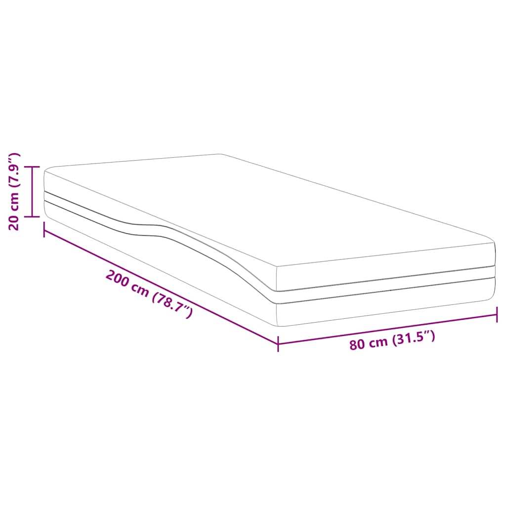 Colchão Branco, Cinza 80 x 200 cm Espuma