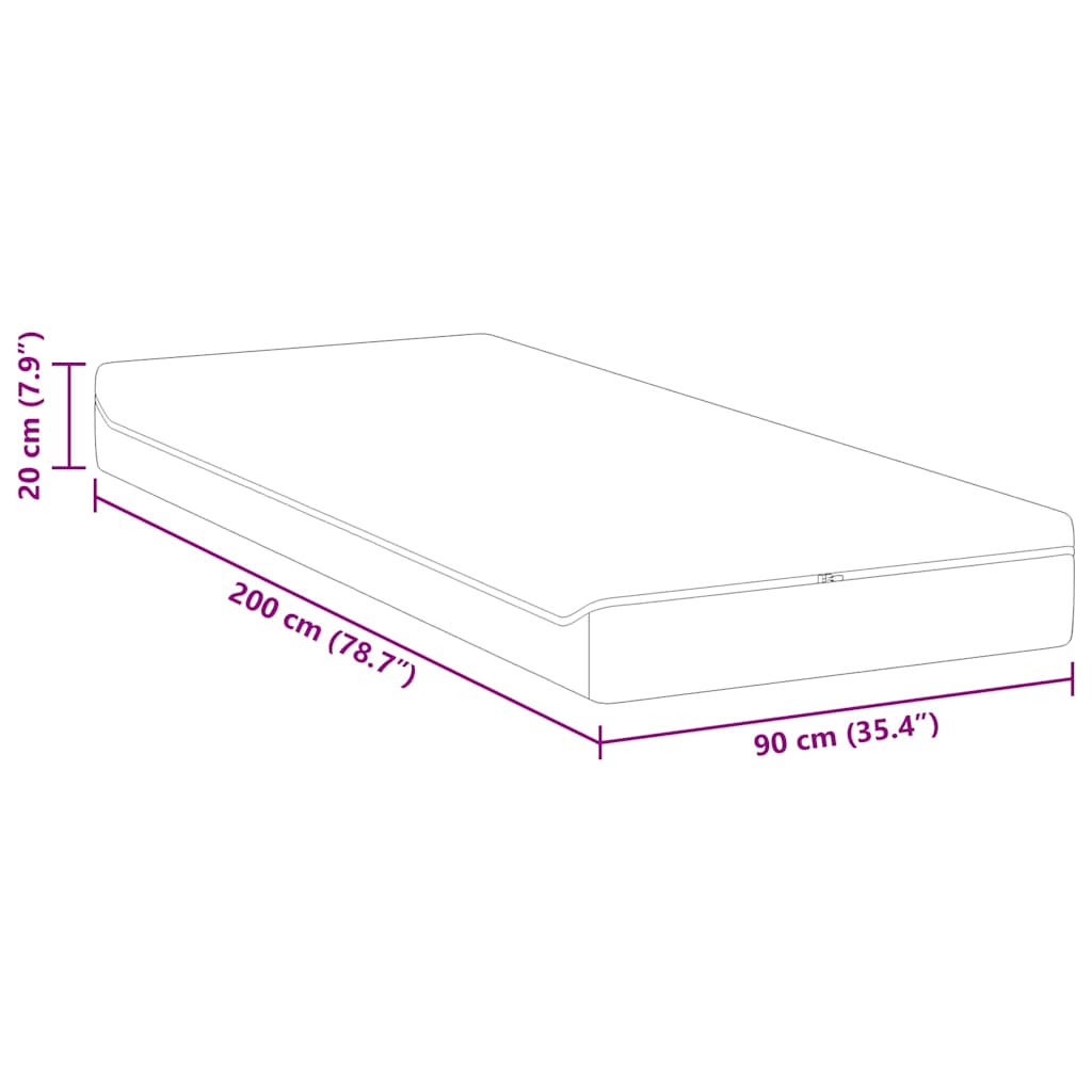 Colchão Branco, Cinza 90 x 200 cm Espuma