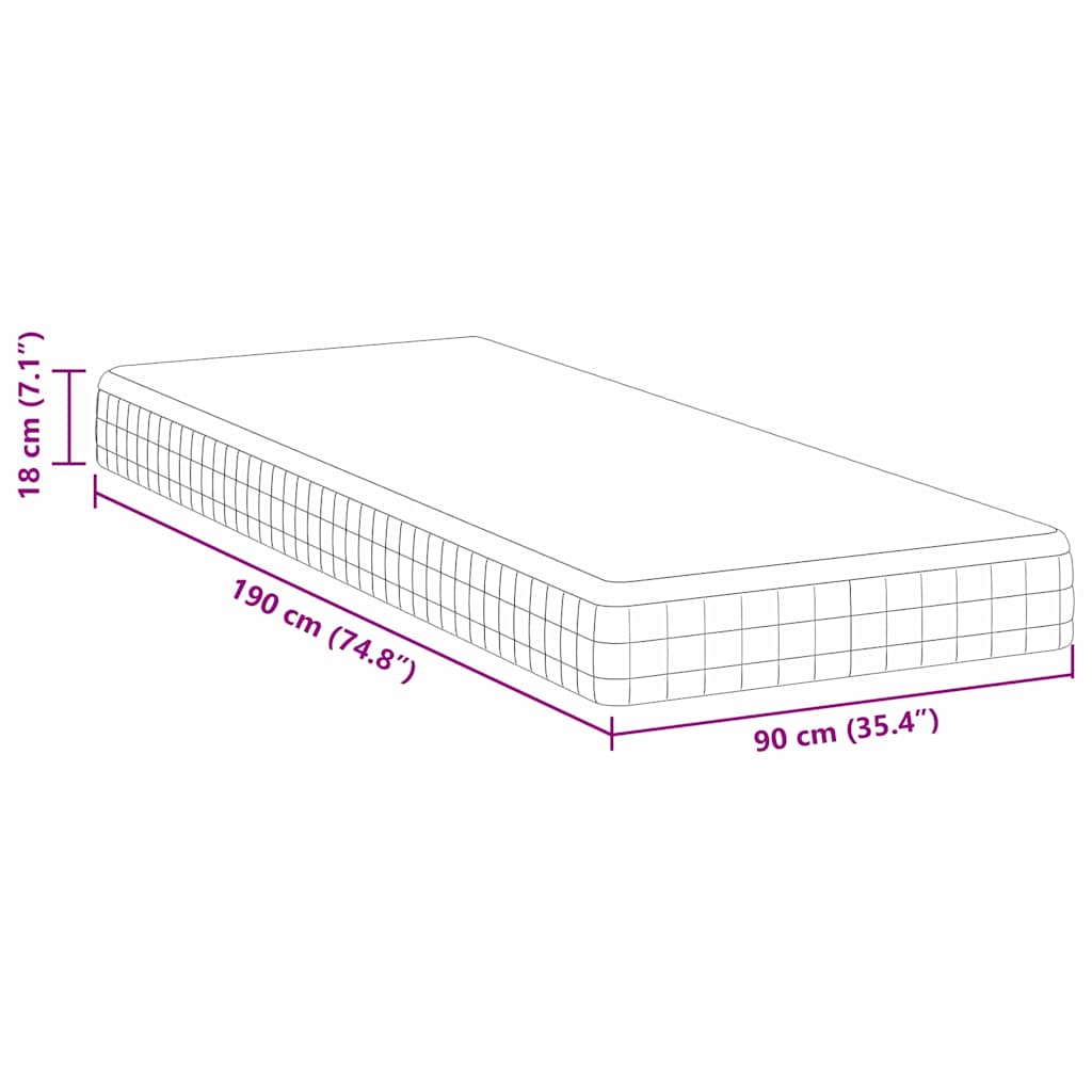 Colchão Branco, Cinza 90 x 190 cm Tecido Tricotado
