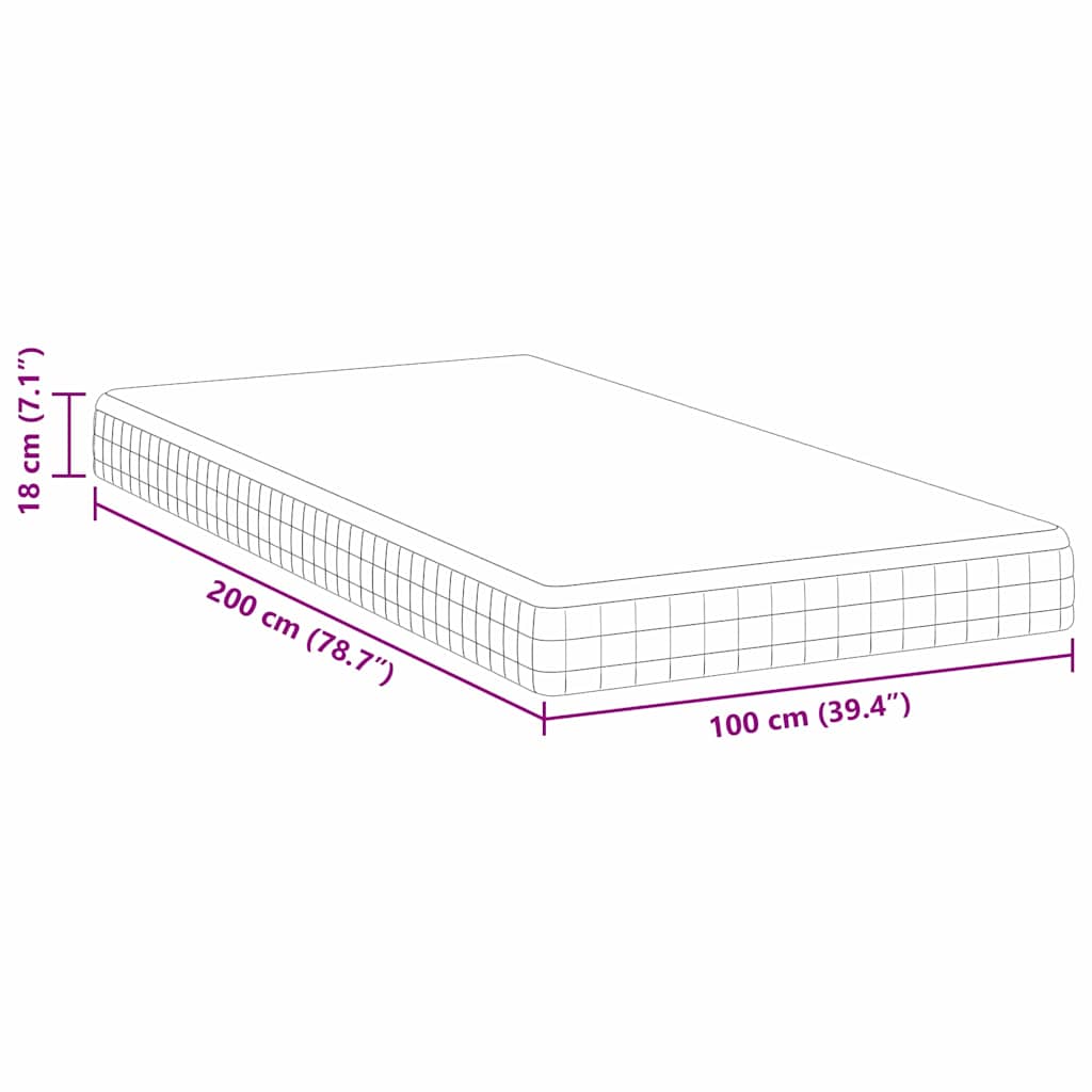 Colchão Branco, Cinza 100 x 200 cm Tecido Tricotado