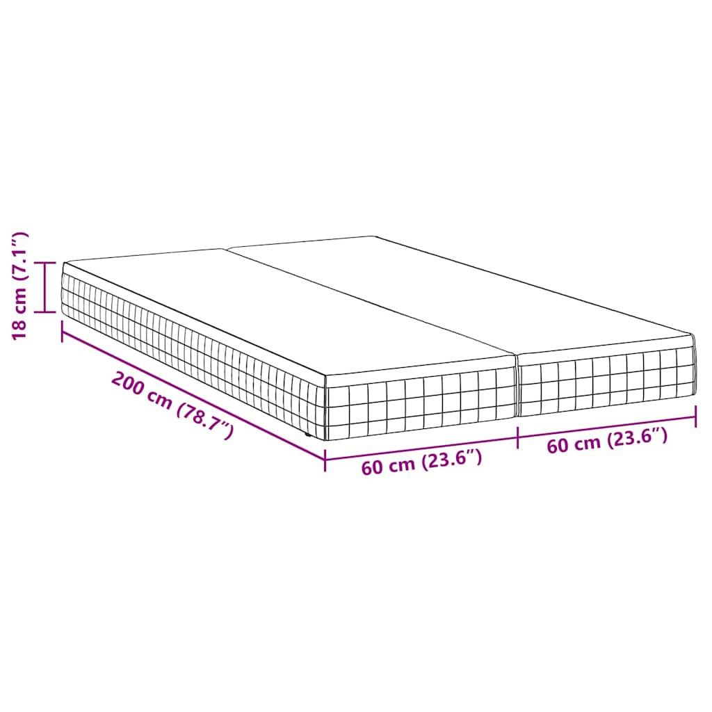Colchão 2 pcs Branco, Cinza 60 x 200 cm Tecido Tricotado