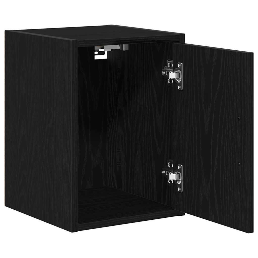 Armário de parede da garagem preto madeira engenheirada