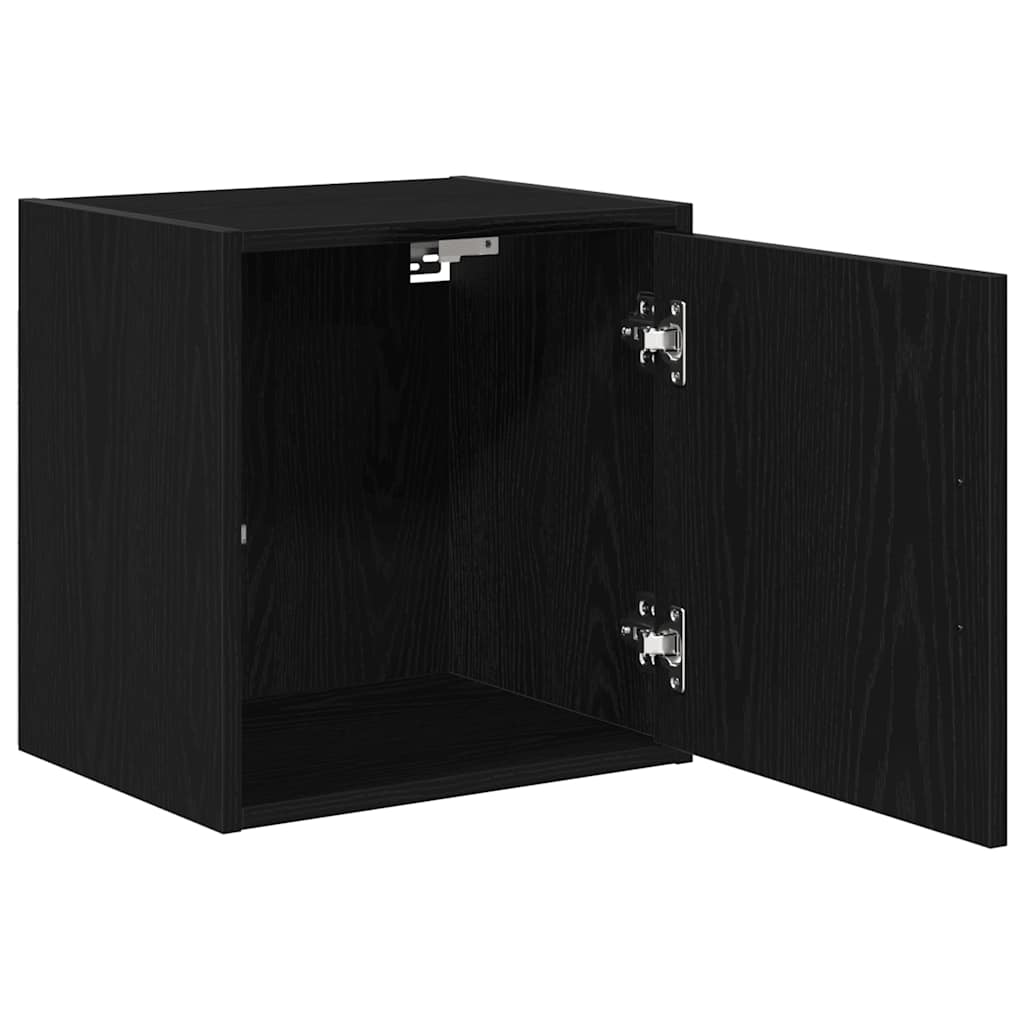 Armário de parede da garagem preto madeira engenheirada