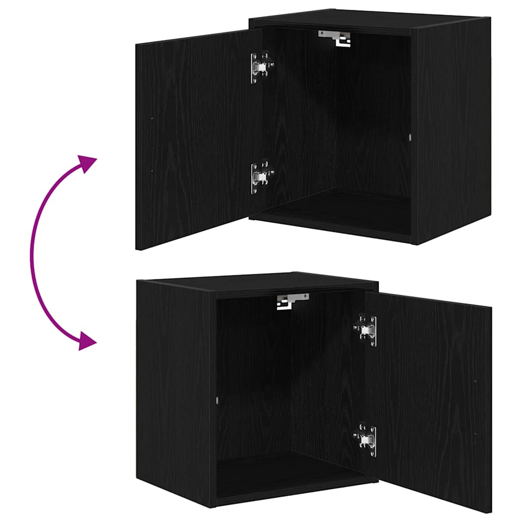 Armário de parede da garagem preto madeira engenheirada