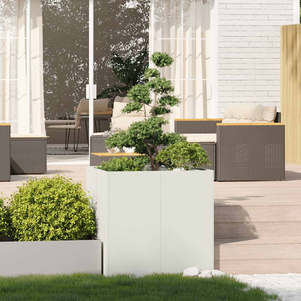 Vaso floreira 80x80x80 cm aço branco