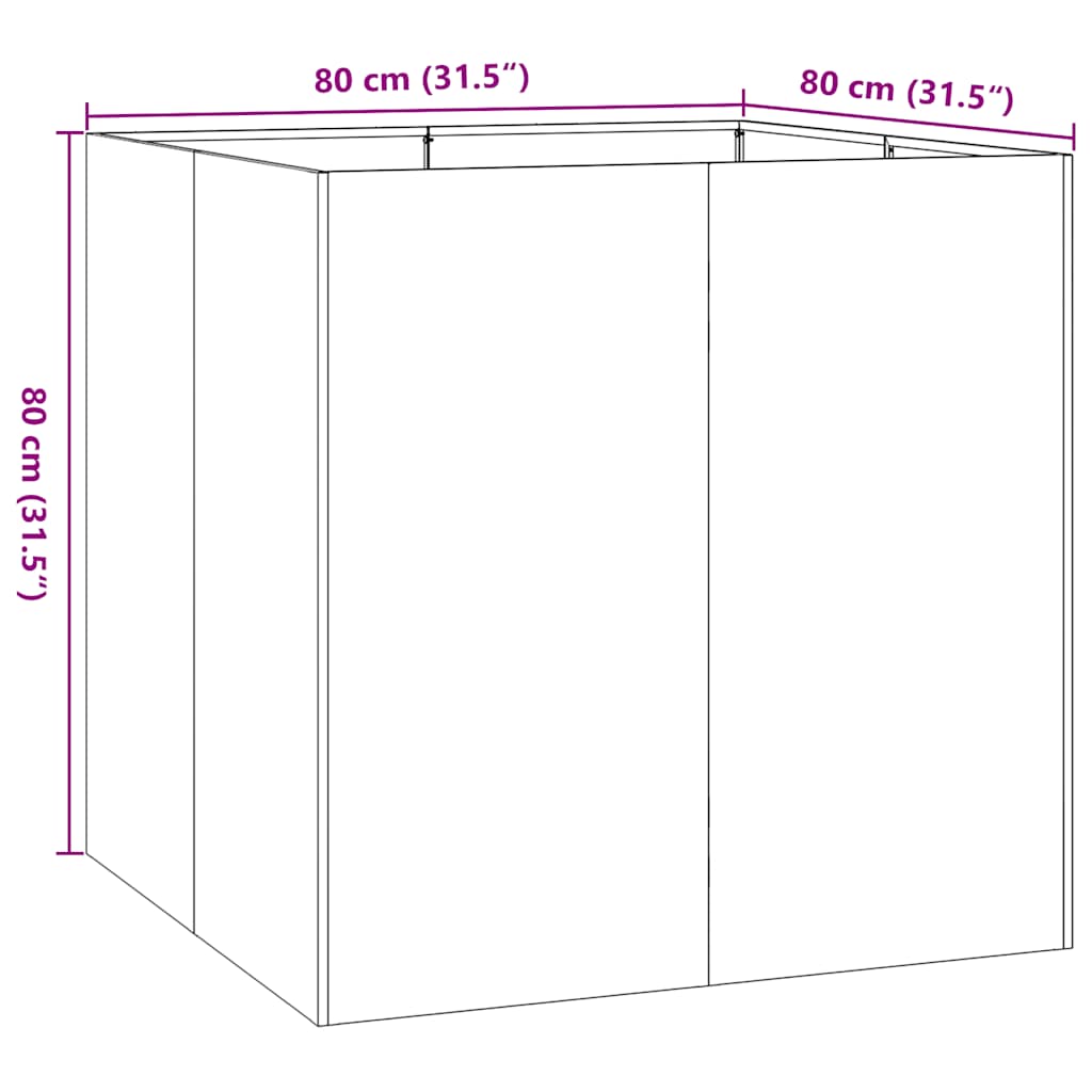 Vaso floreira 80x80x80 cm aço branco