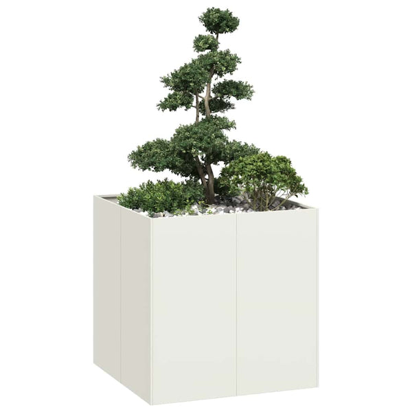 Vaso floreira 80x80x80 cm aço branco