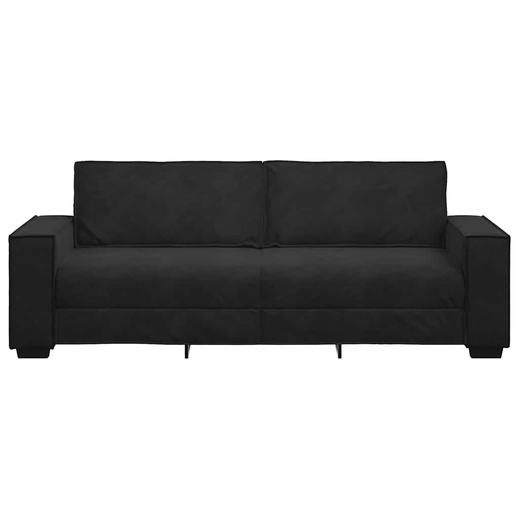 Sofá de 3 lugares 180 cm veludo preto