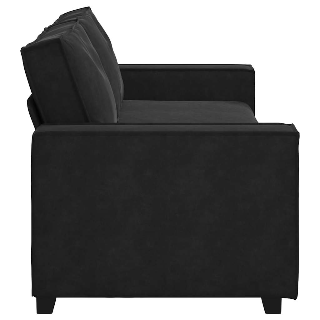 Sofá de 3 lugares 180 cm veludo preto