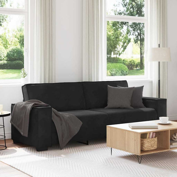 Sofá de 3 lugares 180 cm veludo preto