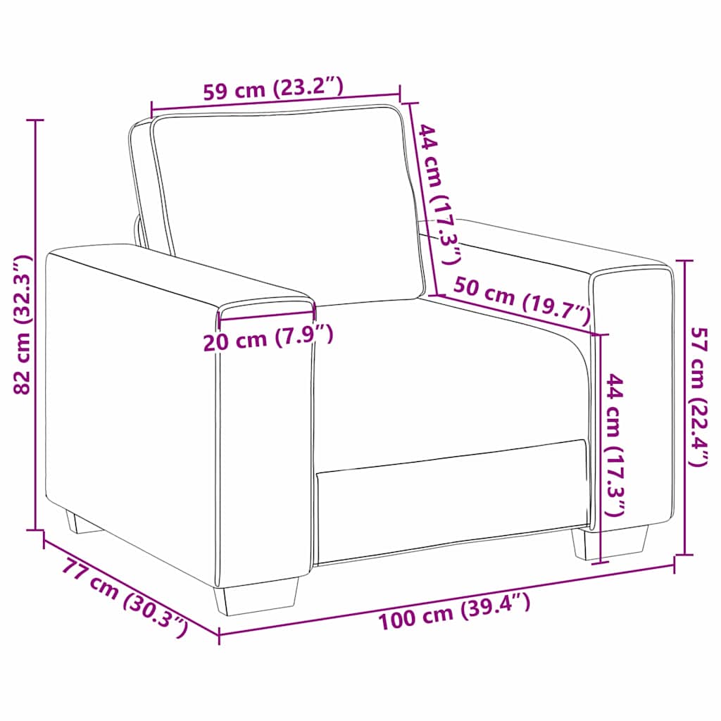 Sofá com almofada Cinza Nuvem 100 x 77 x 82 cm tecido