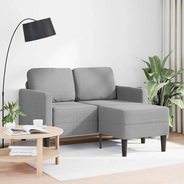 Sofá 2 lugares com Chaise em L 125 cm tecido cinzento-claro
