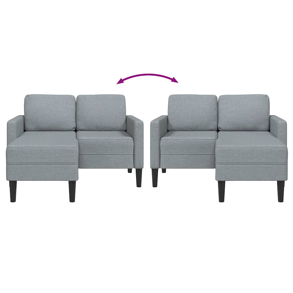 Sofá 2 lugares com Chaise em L 125 cm tecido cinzento-claro