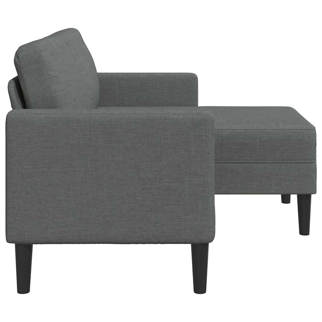 Sofá 2 lugares com Chaise em L 125 cm tecido cinzento-escuro