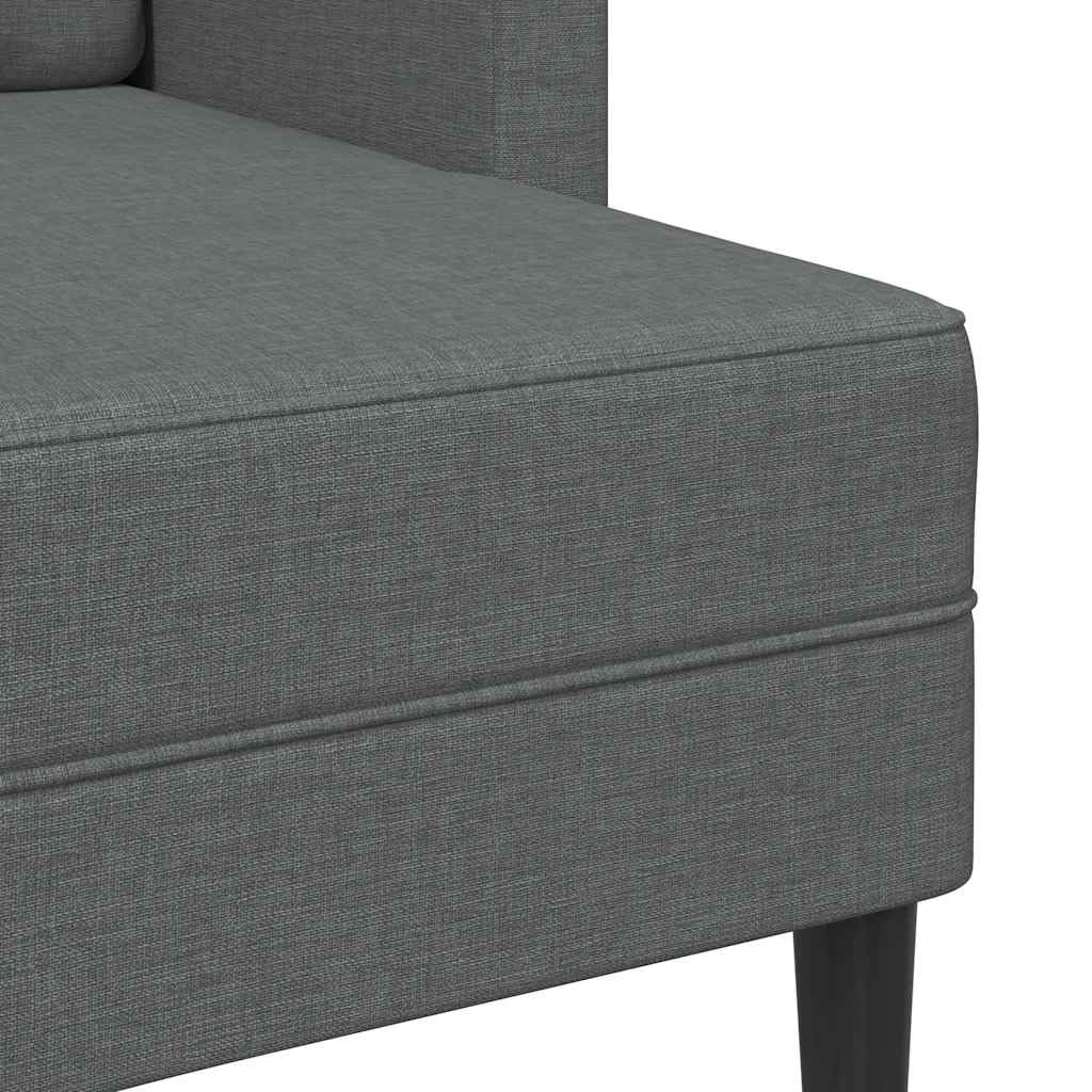 Sofá 2 lugares com Chaise em L 125 cm tecido cinzento-escuro