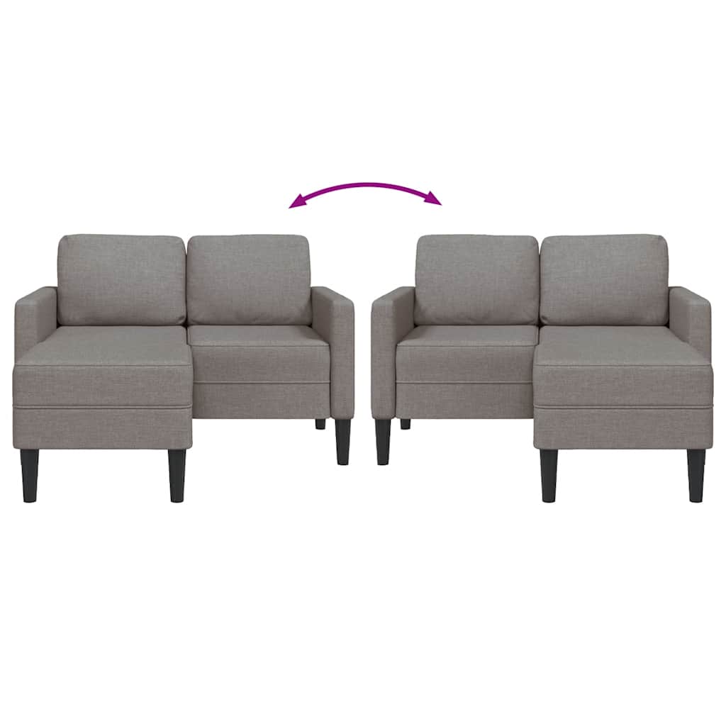 Sofá 2 lugares c/ Chaise em L 125cm tecido cinzento-acastanhado