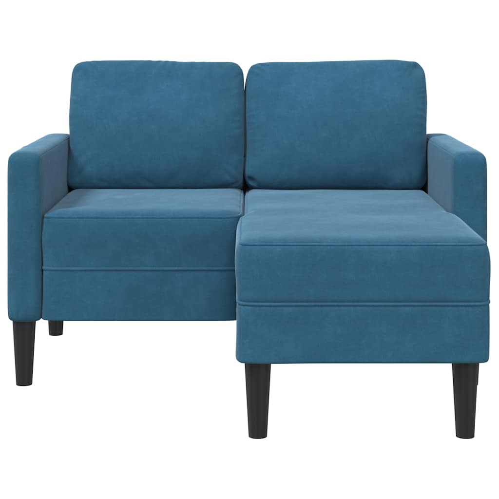 Sofá 2 lugares com Chaise em L 125 cm veludo azul